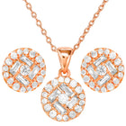 Peora Solitaire CZ Necklace Set - Rose Gold