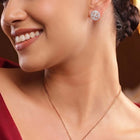 Peora Solitaire CZ Necklace Set - Rose Gold