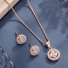 Peora Solitaire CZ Necklace Set - Rose Gold