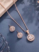 Peora Solitaire CZ Necklace Set - Rose Gold