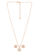 Peora Solitaire CZ Necklace Set - Rose Gold
