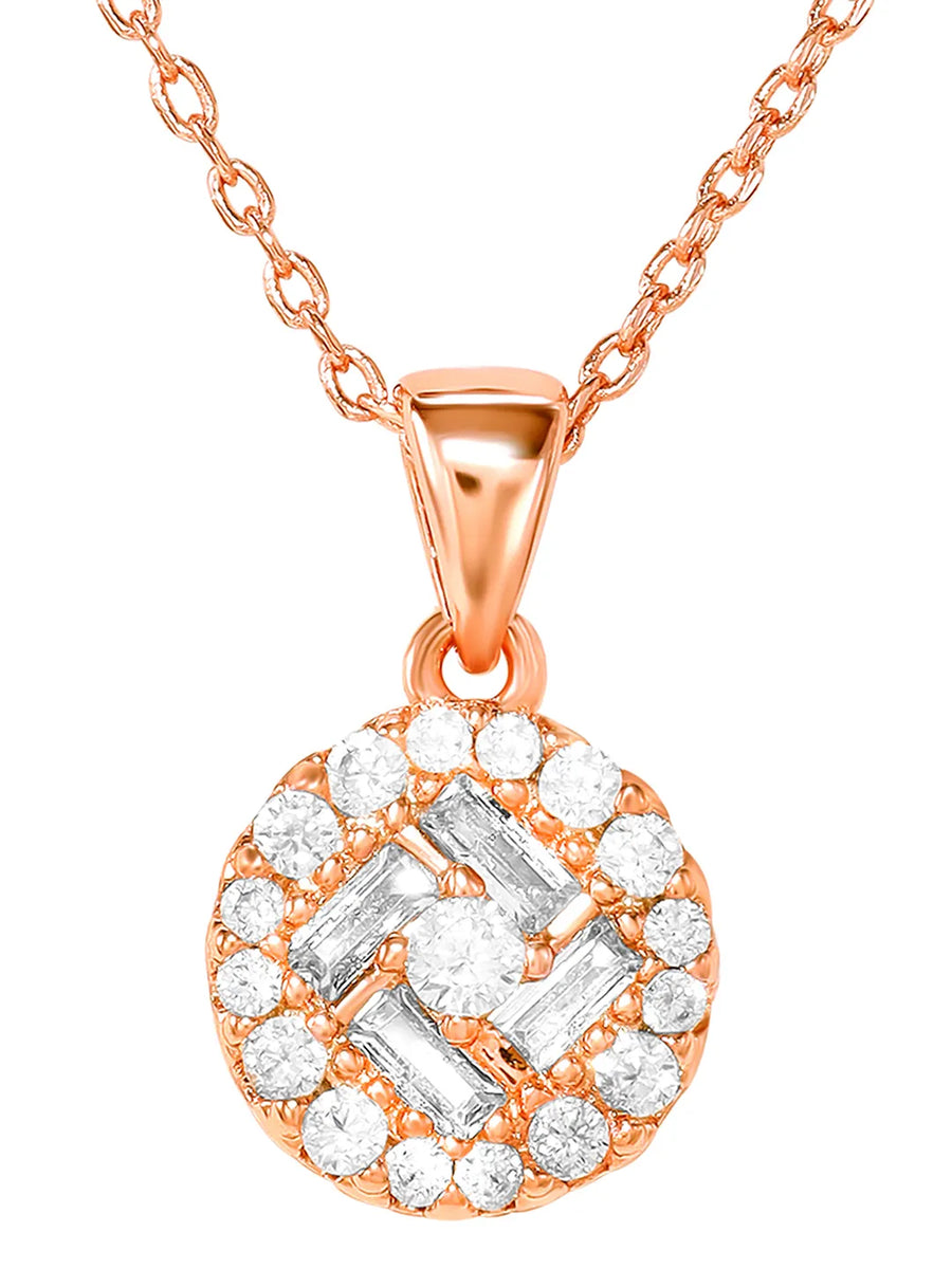 Peora Solitaire CZ Necklace Set - Rose Gold