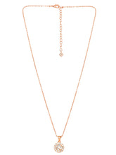 Peora Solitaire CZ Necklace Set - Rose Gold