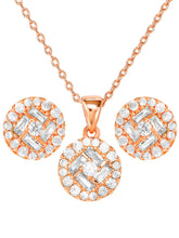 Peora Solitaire CZ Necklace Set - Rose Gold