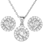 Peora Solitaire CZ Necklace Set - Silver