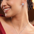 Peora Solitaire CZ Necklace Set - Silver