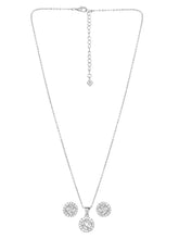 Peora Solitaire CZ Necklace Set - Silver