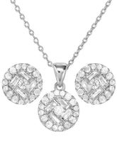 Peora Solitaire CZ Necklace Set - Silver