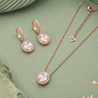 Peora Round CZ Necklace Set - Rose Gold