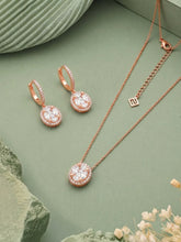 Peora Round CZ Necklace Set - Rose Gold
