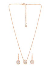 Peora Round CZ Necklace Set - Rose Gold