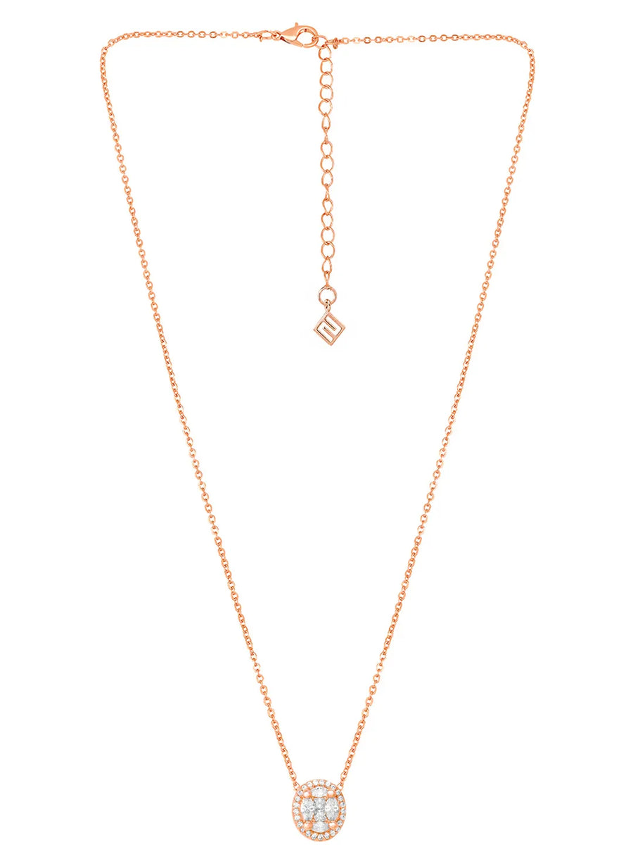 Peora Round CZ Necklace Set - Rose Gold