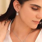 Peora Round CZ Necklace Set - Silver