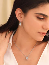 Peora Round CZ Necklace Set - Silver