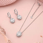 Peora Round CZ Necklace Set - Silver