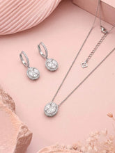 Peora Round CZ Necklace Set - Silver