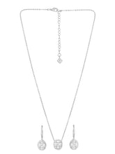 Peora Round CZ Necklace Set - Silver
