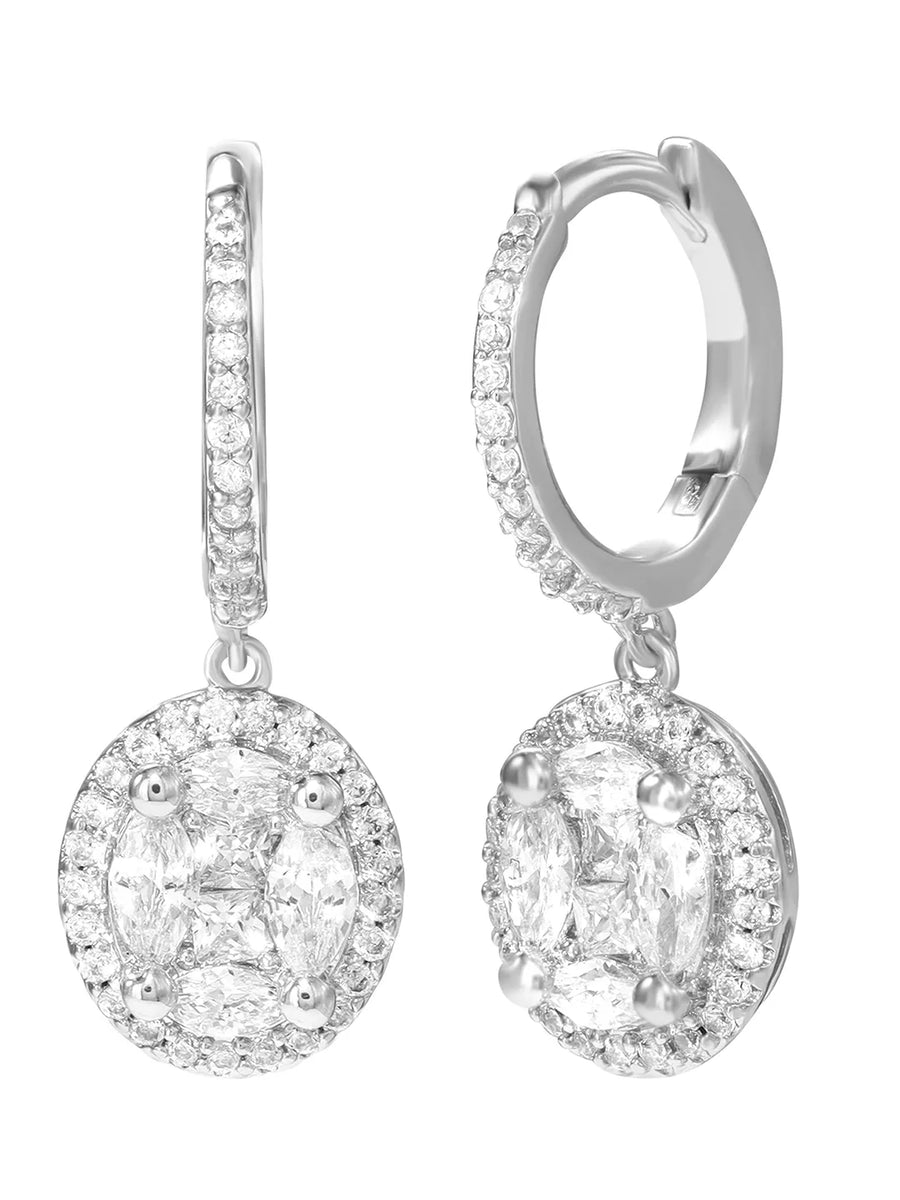 Peora Round CZ Necklace Set - Silver