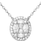 Peora Round CZ Necklace Set - Silver
