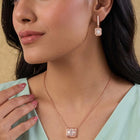 Peora Square Pendant Necklace Set - Rose Gold