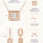 Peora Square Pendant Necklace Set - Rose Gold
