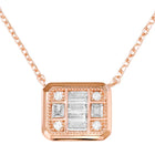 Peora Square Pendant Necklace Set - Rose Gold