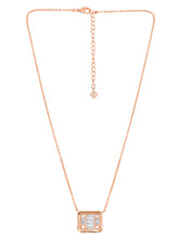 Peora Square Pendant Necklace Set - Rose Gold
