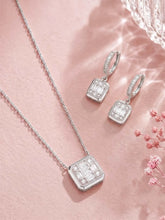 Peora Square Pendant Necklace Set - Silver