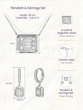 Peora Square Pendant Necklace Set - Silver
