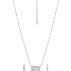 Peora Square Pendant Necklace Set - Silver