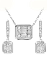 Peora Square Pendant Necklace Set - Silver