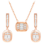 Peora Halo Crystal Necklace Set - Rose Gold