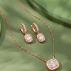 Peora Halo Crystal Necklace Set - Rose Gold