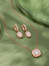 Peora Halo Crystal Necklace Set - Rose Gold