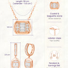 Peora Halo Crystal Necklace Set - Rose Gold
