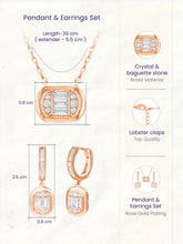 Peora Halo Crystal Necklace Set - Rose Gold