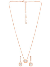 Peora Halo Crystal Necklace Set - Rose Gold