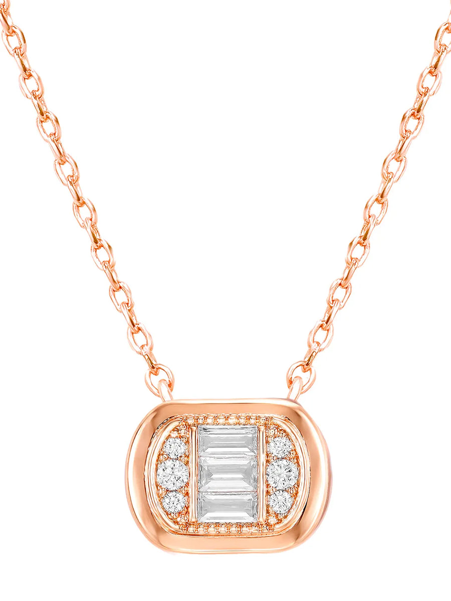 Peora Halo Crystal Necklace Set - Rose Gold