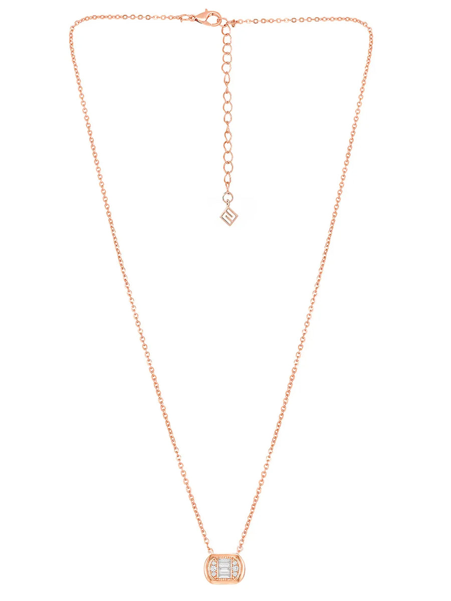 Peora Halo Crystal Necklace Set - Rose Gold