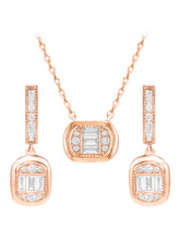 Peora Halo Crystal Necklace Set - Rose Gold