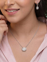 Peora Halo Crystal Necklace Set - Silver