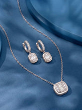 Peora Halo Crystal Necklace Set - Silver