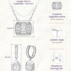 Peora Halo Crystal Necklace Set - Silver