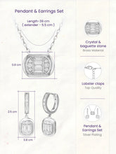 Peora Halo Crystal Necklace Set - Silver