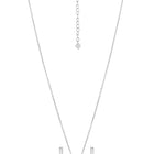Peora Halo Crystal Necklace Set - Silver