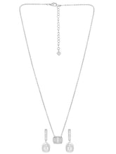 Peora Halo Crystal Necklace Set - Silver