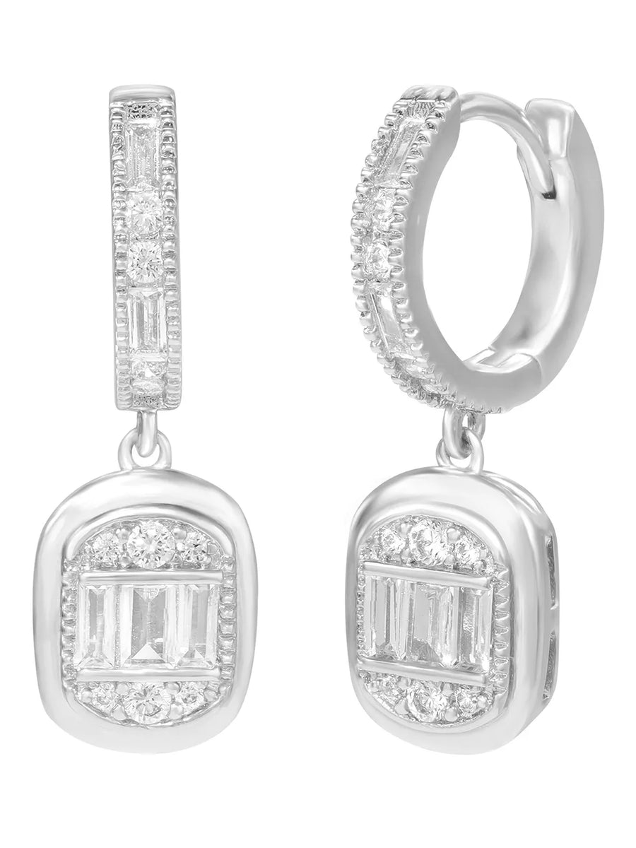 Peora Halo Crystal Necklace Set - Silver