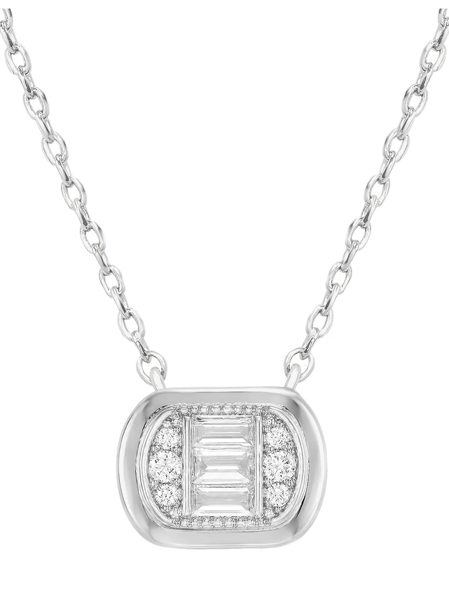 Peora Halo Crystal Necklace Set - Silver