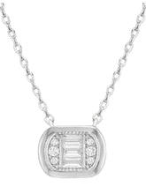 Peora Halo Crystal Necklace Set - Silver
