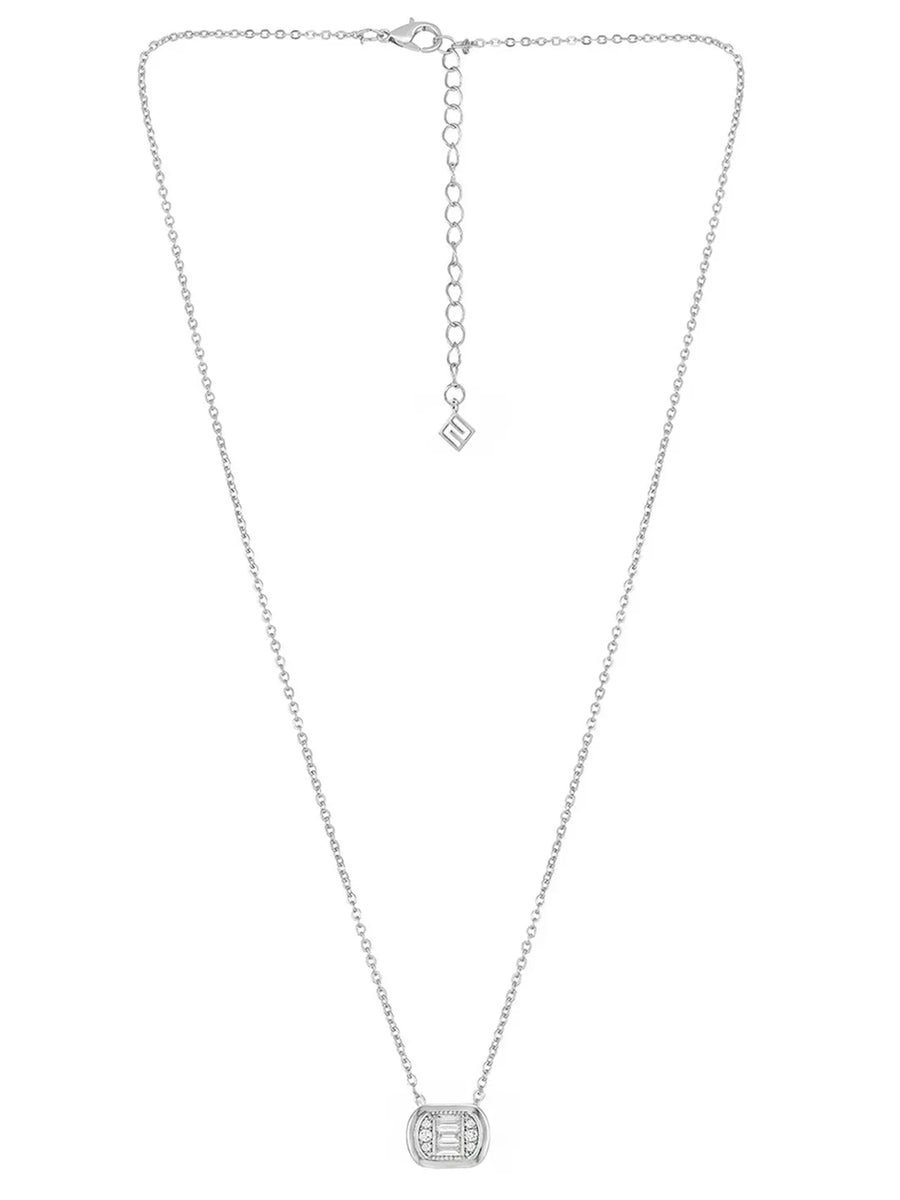 Peora Halo Crystal Necklace Set - Silver